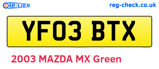 YF03BTX are the vehicle registration plates.