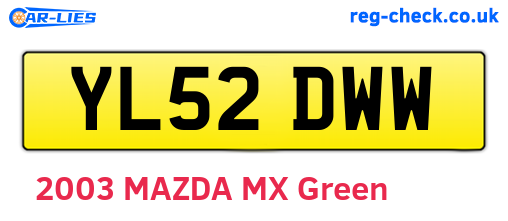 YL52DWW are the vehicle registration plates.