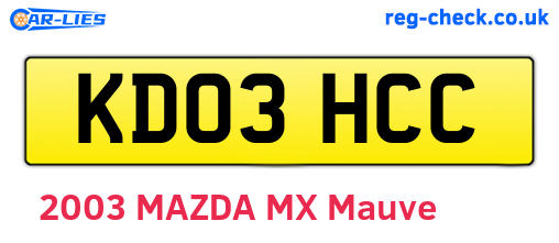 KD03HCC are the vehicle registration plates.