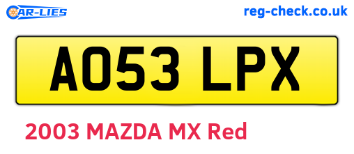 AO53LPX are the vehicle registration plates.