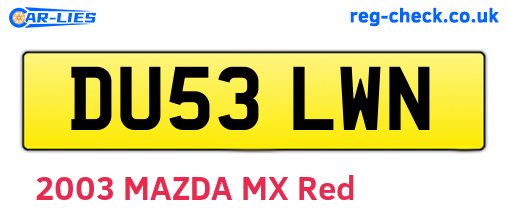 DU53LWN are the vehicle registration plates.