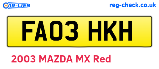 FA03HKH are the vehicle registration plates.