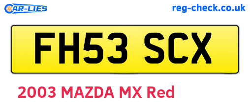 FH53SCX are the vehicle registration plates.