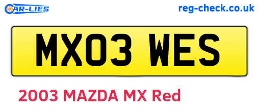 MX03WES are the vehicle registration plates.