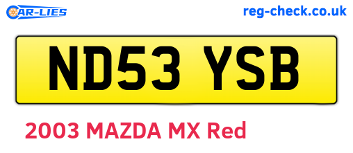 ND53YSB are the vehicle registration plates.