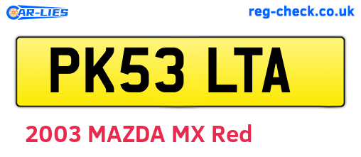 PK53LTA are the vehicle registration plates.