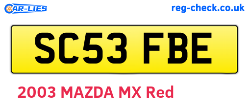 SC53FBE are the vehicle registration plates.