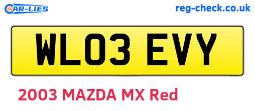 WL03EVY are the vehicle registration plates.
