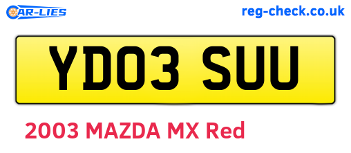 YD03SUU are the vehicle registration plates.