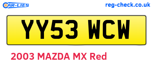 YY53WCW are the vehicle registration plates.