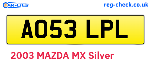 AO53LPL are the vehicle registration plates.