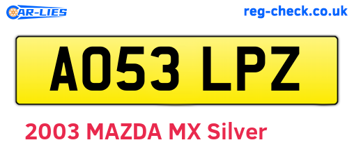AO53LPZ are the vehicle registration plates.