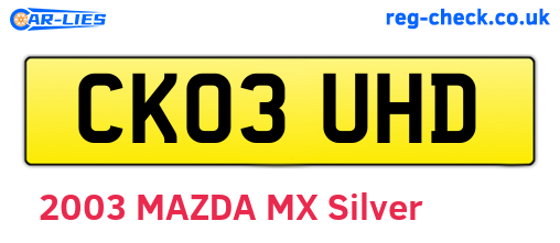 CK03UHD are the vehicle registration plates.