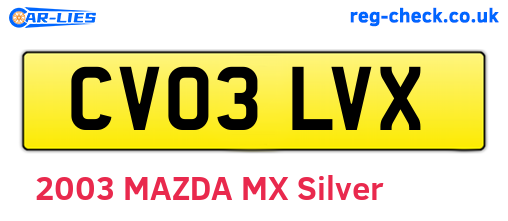 CV03LVX are the vehicle registration plates.