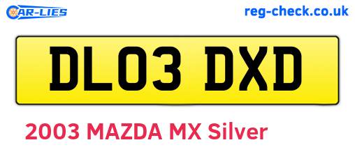 DL03DXD are the vehicle registration plates.