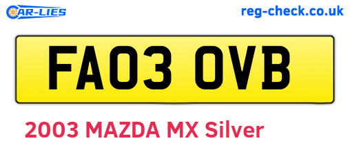 FA03OVB are the vehicle registration plates.