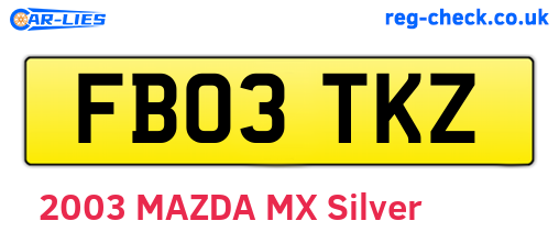 FB03TKZ are the vehicle registration plates.