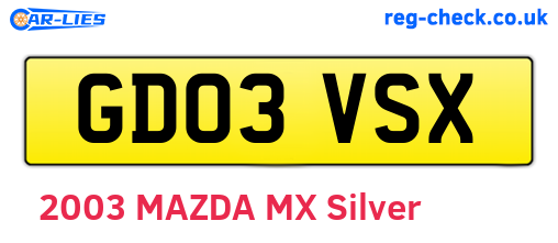 GD03VSX are the vehicle registration plates.