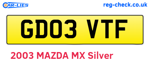 GD03VTF are the vehicle registration plates.