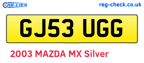 GJ53UGG are the vehicle registration plates.