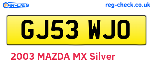 GJ53WJO are the vehicle registration plates.