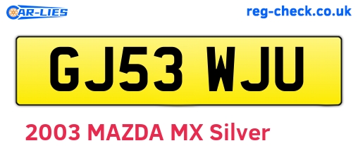 GJ53WJU are the vehicle registration plates.