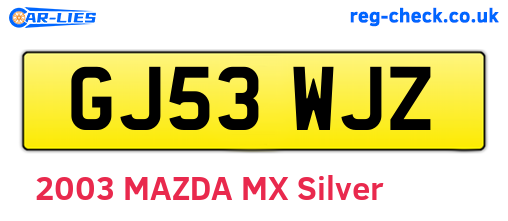 GJ53WJZ are the vehicle registration plates.