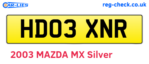 HD03XNR are the vehicle registration plates.
