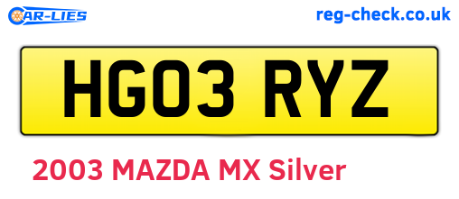 HG03RYZ are the vehicle registration plates.