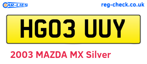 HG03UUY are the vehicle registration plates.