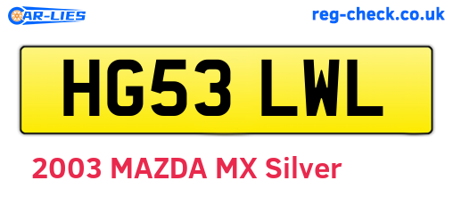 HG53LWL are the vehicle registration plates.