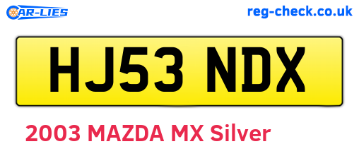 HJ53NDX are the vehicle registration plates.