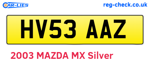 HV53AAZ are the vehicle registration plates.