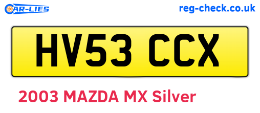HV53CCX are the vehicle registration plates.