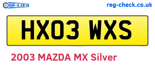 HX03WXS are the vehicle registration plates.
