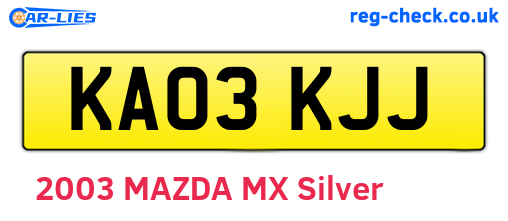 KA03KJJ are the vehicle registration plates.