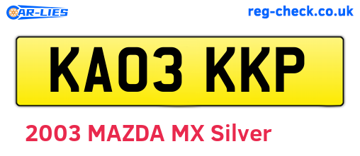 KA03KKP are the vehicle registration plates.