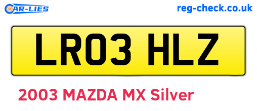LR03HLZ are the vehicle registration plates.