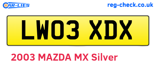 LW03XDX are the vehicle registration plates.