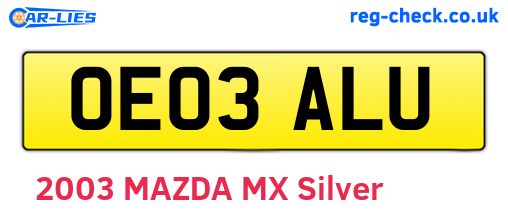 OE03ALU are the vehicle registration plates.