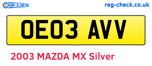 OE03AVV are the vehicle registration plates.