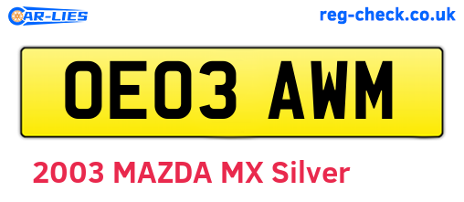 OE03AWM are the vehicle registration plates.