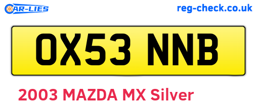 OX53NNB are the vehicle registration plates.