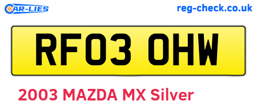 RF03OHW are the vehicle registration plates.