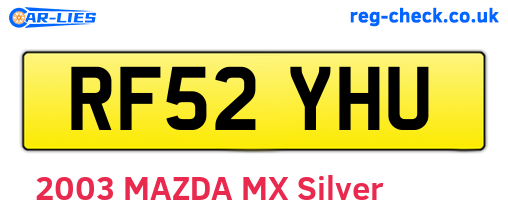 RF52YHU are the vehicle registration plates.