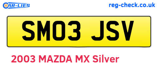 SM03JSV are the vehicle registration plates.