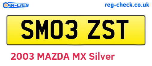 SM03ZST are the vehicle registration plates.