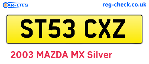 ST53CXZ are the vehicle registration plates.