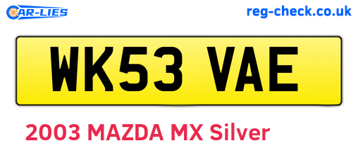 WK53VAE are the vehicle registration plates.