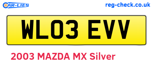 WL03EVV are the vehicle registration plates.